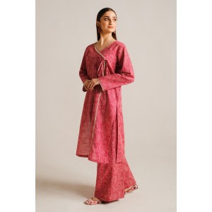 2 Piece Digital Print Kurti Salwar Set - Pure Cotton Collection Stylish Light Weight Cotton Fabric Suit Top Bottom Salwar Kameez Indian Pakistani Printed Suit For Casual Outdoor Dress - Dark Pink