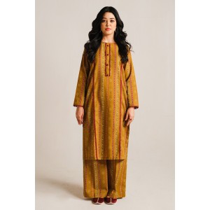 2 Piece Digital Print Kurti Salwar Set - Pure Cotton Collection Stylish Light Weight Cotton Fabric Suit Top Bottom Salwar Kameez Indian Pakistani Printed Suit For Casual Outdoor Dress - Golden