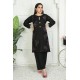 2 Piece Kurti Salwar Embroidery Set - Pure Cotton Collection Stylish Solid Color Light Weight Cotton Fabric Suit Top Bottom Salwar Kameez Indian Pakistani Embroidered Suit For Event Party Outdoor Dress - Black