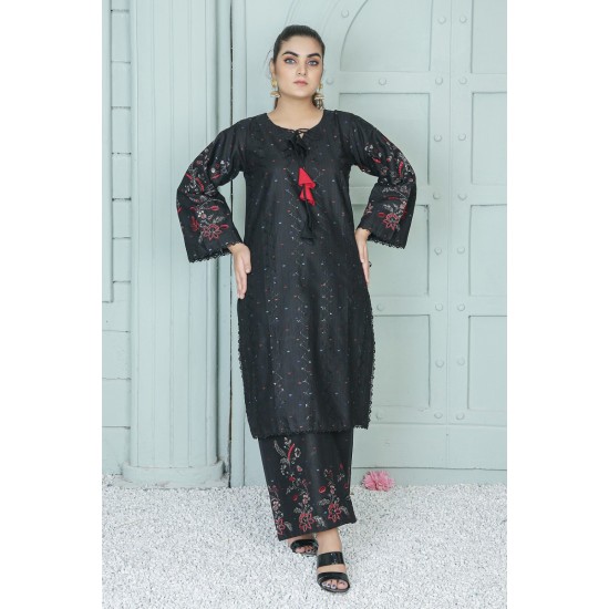 2 Piece Kurti Salwar Embroidery Set - Pure Cotton Collection Stylish Solid Color Light Weight Cotton Fabric Suit Top Bottom Salwar Kameez Indian Pakistani Embroidered Suit For Event Party Outdoor Dress - Black 2 Piece Kurti Salwar Embroidery Set - Pure Cotton Collection Stylish Solid Color Light Weight Cotton Fabric Suit Top Bottom Salwar Kameez Indian Pakistani Embroidered Suit For Event Party Outdoor Dress - Black