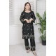 2 Piece Kurti Salwar Embroidery Set - Pure Cotton Collection Stylish Solid Color Light Weight Cotton Fabric Suit Top Bottom Salwar Kameez Indian Pakistani Embroidered Suit For Event Party Outdoor Dress - Black