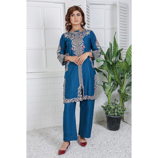 2 Piece Kurti Salwar Embroidery Set - Pure Cotton Collection Stylish Solid Color Light Weight Cotton Fabric Suit Top Bottom Salwar Kameez Indian Pakistani Embroidered Suit For Event Party Outdoor Dress - Dark Blue 2 Piece Kurti Salwar Embroidery Set - Pure Cotton Collection Stylish Solid Color Light Weight Cotton Fabric Suit Top Bottom Salwar Kameez Indian Pakistani Embroidered Suit For Event Party Outdoor Dress - Dark Blue
