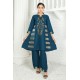 2 Piece Kurti Salwar Embroidery Set - Pure Cotton Collection Stylish Solid Color Light Weight Cotton Fabric Suit Top Bottom Salwar Kameez Indian Pakistani Embroidered Suit For Event Party Outdoor Dress - Dark Blue