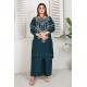 2 Piece Kurti Salwar Embroidery Set - Pure Cotton Collection Stylish Solid Color Light Weight Cotton Fabric Suit Top Bottom Salwar Kameez Indian Pakistani Embroidered Suit For Event Party Outdoor Dress - Dark Blue