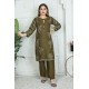2 Piece Kurti Salwar Embroidery Set - Pure Cotton Collection Stylish Solid Color Light Weight Cotton Fabric Suit Top Bottom Salwar Kameez Indian Pakistani Embroidered Suit For Event Party Outdoor Dress - Dark Green