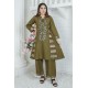2 Piece Kurti Salwar Embroidery Set - Pure Cotton Collection Stylish Solid Color Light Weight Cotton Fabric Suit Top Bottom Salwar Kameez Indian Pakistani Embroidered Suit For Event Party Outdoor Dress - Dark Green