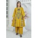 2 Piece Kurti Salwar Embroidery Set - Pure Cotton Collection Stylish Solid Color Light Weight Cotton Fabric Suit Top Bottom Salwar Kameez Indian Pakistani Embroidered Suit For Event Party Outdoor Dress - Golden