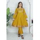 2 Piece Kurti Salwar Embroidery Set - Pure Cotton Collection Stylish Solid Color Light Weight Cotton Fabric Suit Top Bottom Salwar Kameez Indian Pakistani Embroidered Suit For Event Party Outdoor Dress - Golden