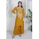 2 Piece Kurti Salwar Embroidery Set - Pure Cotton Collection Stylish Solid Color Light Weight Cotton Fabric Suit Top Bottom Salwar Kameez Indian Pakistani Embroidered Suit For Event Party Outdoor Dress - Golden
