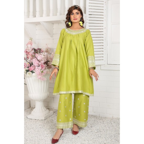 2 Piece Kurti Salwar Embroidery Set - Pure Cotton Collection Stylish Solid Color Light Weight Cotton Fabric Suit Top Bottom Salwar Kameez Indian Pakistani Embroidered Suit For Event Party Outdoor Dress - Green 2 Piece Kurti Salwar Embroidery Set - Pure Cotton Collection Stylish Solid Color Light Weight Cotton Fabric Suit Top Bottom Salwar Kameez Indian Pakistani Embroidered Suit For Event Party Outdoor Dress - Green