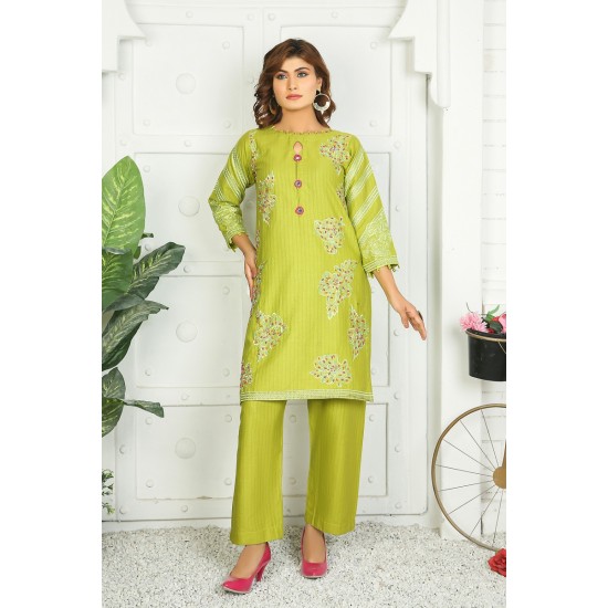 2 Piece Kurti Salwar Embroidery Set - Pure Cotton Collection Stylish Solid Color Light Weight Cotton Fabric Suit Top Bottom Salwar Kameez Indian Pakistani Embroidered Suit For Event Party Outdoor Dress - Green 2 Piece Kurti Salwar Embroidery Set - Pure Cotton Collection Stylish Solid Color Light Weight Cotton Fabric Suit Top Bottom Salwar Kameez Indian Pakistani Embroidered Suit For Event Party Outdoor Dress - Green