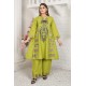 2 Piece Kurti Salwar Embroidery Set - Pure Cotton Collection Stylish Solid Color Light Weight Cotton Fabric Suit Top Bottom Salwar Kameez Indian Pakistani Embroidered Suit For Event Party Outdoor Dress - Green
