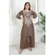 2 Piece Kurti Salwar Embroidery Set - Pure Cotton Collection Stylish Solid Color Light Weight Cotton Fabric Suit Top Bottom Salwar Kameez Indian Pakistani Embroidered Suit For Event Party Outdoor Dress - Khaki
