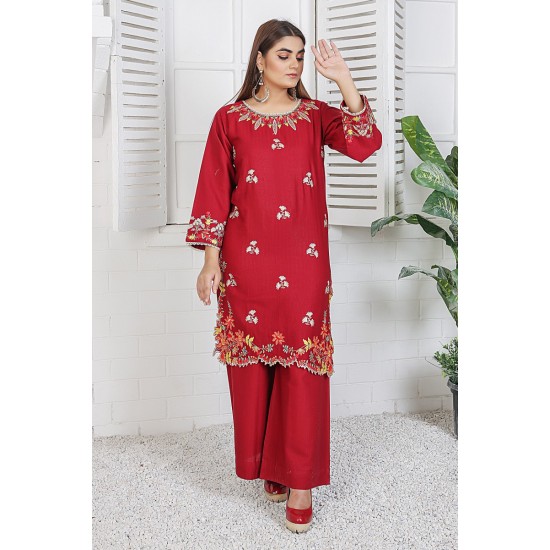 2 Piece Kurti Salwar Embroidery Set - Pure Cotton Collection Stylish Solid Color Light Weight Cotton Fabric Suit Top Bottom Salwar Kameez Indian Pakistani Embroidered Suit For Event Party Outdoor Dress - Maroon 2 Piece Kurti Salwar Embroidery Set - Pure Cotton Collection Stylish Solid Color Light Weight Cotton Fabric Suit Top Bottom Salwar Kameez Indian Pakistani Embroidered Suit For Event Party Outdoor Dress - Maroon