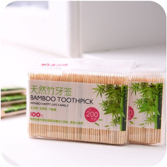 200 Pieces In One Pack  Bamboo Wooden Toothpick - skin