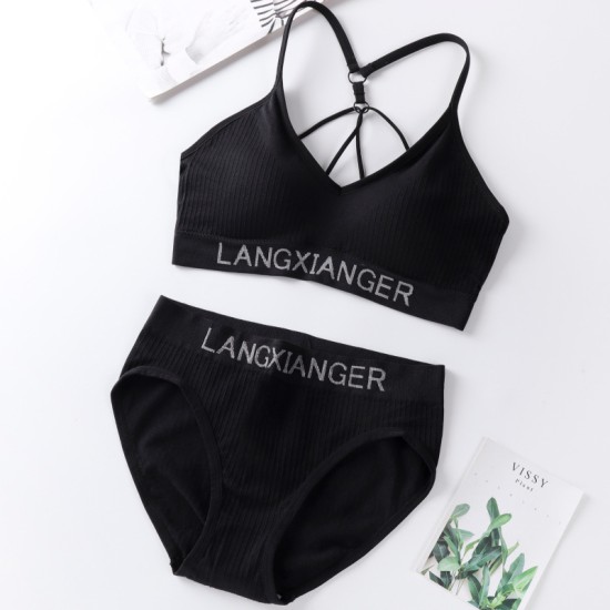 2PCS Beauty Back Sports Set Female - Black