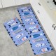 2Pcs Kitchen And Bathroom Non-Slip  Floor Mat Set 40x120 And 40x60 Blue