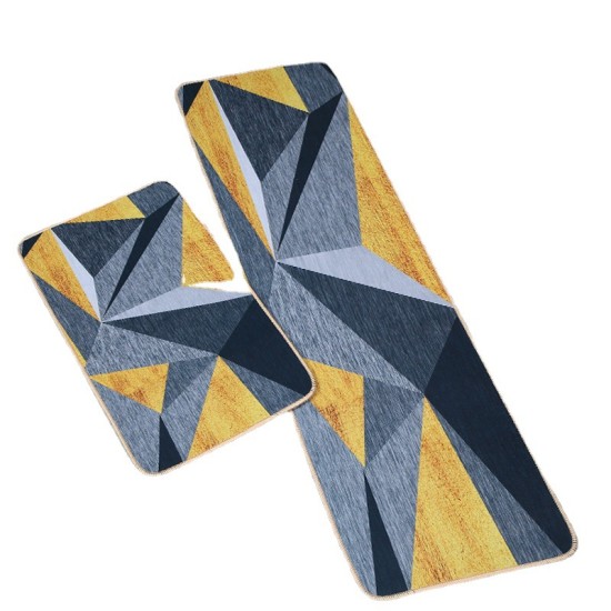 2Pcs Kitchen And Bathroom Non-Slip  Floor Mat Set 40x120 And 40x60 Gray