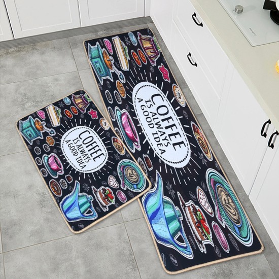 2Pcs Kitchen And Bathroom Non-Slip  Floor Mat set 40x120 And 40x60 Multicolor