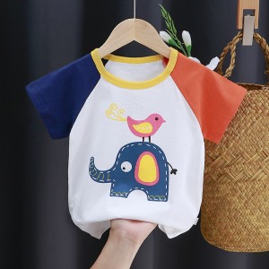 3-6 Months Infant Baby Boy T-Shirt - Newborn Baby Girls Cartoon Print Short Sleeves Round Neck T-Shirt For Kids - Multicolor