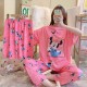 3 Pcs Nightwear Pajama Shorts Sets For Women Sleepwear Dark Pink