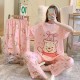 3 Pcs Nightwear Pajama Shorts Sets For Women Sleepwear Peach 3 Pcs Nightwear Pajama Shorts Sets For Women Sleepwear Peach