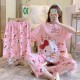 3 Pcs Nightwear Pajama Shorts Sets For Women Sleepwear Pink