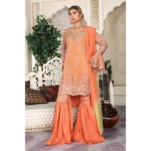 3 Piece Fancy Embroidery Dress - Stylish Light Weight Chiffon Organza Fabric Suit Indian Pakistani Fancy Embroidered Dress For Events Party Outdoor Dress - Barbie Pink