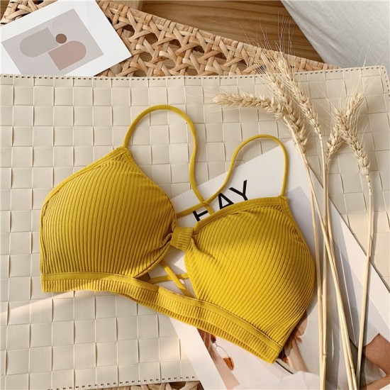 Cross-Border Strap Base Ring Bra - Yellow