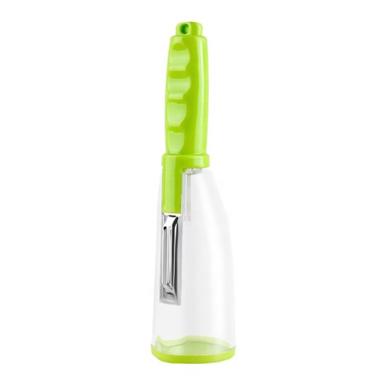 Multi Functional cutter With Storage Tube Peeler - green Multi Functional cutter With Storage Tube Peeler - green