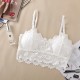 Women Push Up Wireless Lace Bra Top - White Women Push Up Wireless Lace Bra Top - White