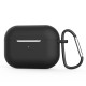Silicone Cover Case For Apple Airpods Pro With Keychain - Black