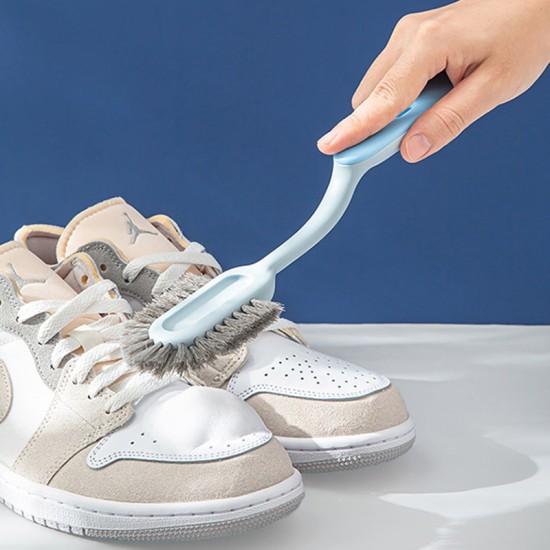 Soft Hair Household Long Handle Three-Sided Shoe Brush - Blue Soft Hair Household Long Handle Three-Sided Shoe Brush - Blue