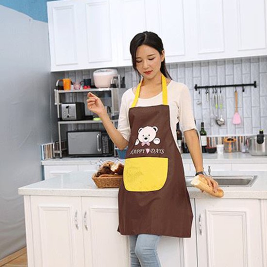 Kitchen Waterproof And Oil Proof Cooking Bib Apron With Pocket Brown Kitchen Waterproof And Oil Proof Cooking Bib Apron With Pocket Brown