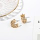 Trendy Hollow Zircon C Shape Hoop Earrings Charm Women Golden Trendy Hollow Zircon C Shape Hoop Earrings Charm Women Golden