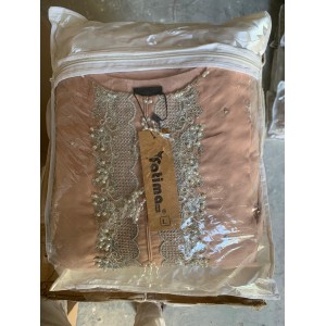 3 Piece Fancy Embroidery Dress - Stylish Light Weight Chiffon Fabric Suit Indian Pakistani Fancy Embroidered Dress For Events Party Outdoor Dress - Peach