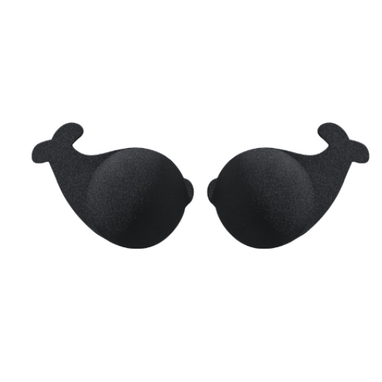 Silicone Nipple Cover Push Up Strapless Bra - Black
