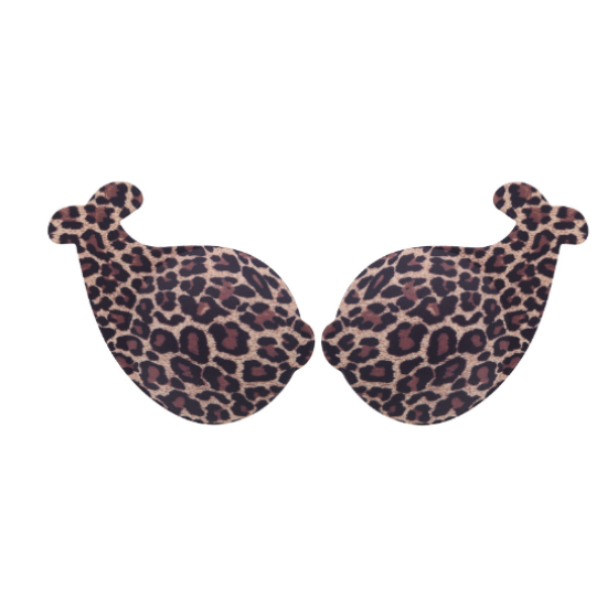 Silicone Nipple Cover Push Up Strapless Bra - Leopard