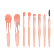 8 Pcs Makeup Brushes Foundation Wooden Handle Soft Hair Makeup Set pink