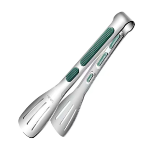 Food Tongs Stainless Steel Kitchen Tongs Meat Salad Steak Food Clip Silver