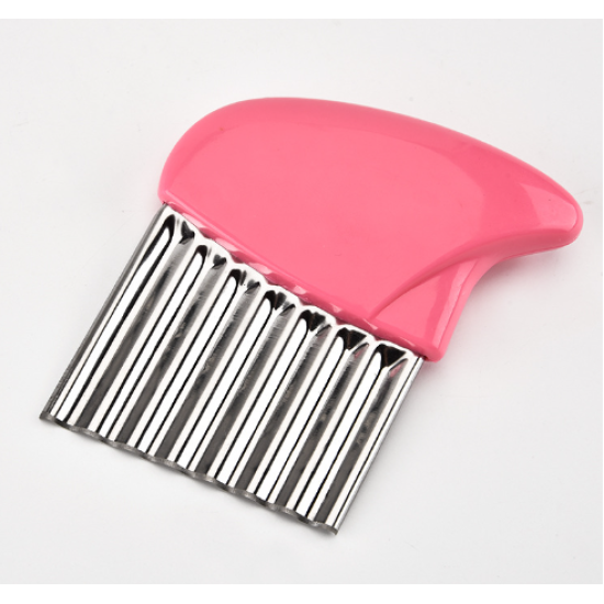 Stainless Steel Potato Carrot Wavy Cutter Slicer Chips Knife Pink Stainless Steel Potato Carrot Wavy Cutter Slicer Chips Knife Pink