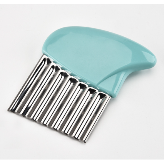 Stainless Steel Potato Carrot Wavy Cutter Slicer Chips Knife Blue Stainless Steel Potato Carrot Wavy Cutter Slicer Chips Knife Blue