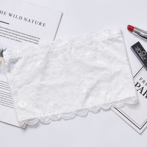 Anti-slip tube top strapless lace fashion bra - White Anti-slip tube top strapless lace fashion bra - White