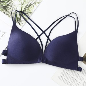 Backless Bra Lace Deep V Low Back Bralette Thin Cup - Blue