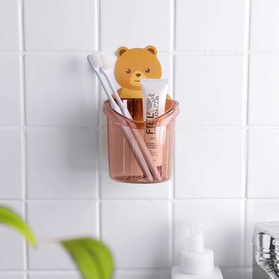 Bear Wall Mounted Toothbrush Holder Cup - Brown Bear Wall Mounted Toothbrush Holder Cup - Brown