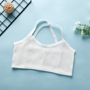 Breathable Cotton Camisole Vests Women Bra - White