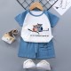 Breathable New Born Short Sleeve  Two Piece Cotton Outfit Matching Set
