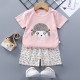 Breathable New Born Short Sleeve Two Piece Cotton Outfit Matching Set