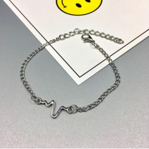 Cardiogram Lightning Design Couple Heartbeat Bracelet Silver