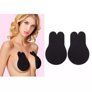 Chest Lifting Backless Push Up Silicone Adhesive Bra - Black